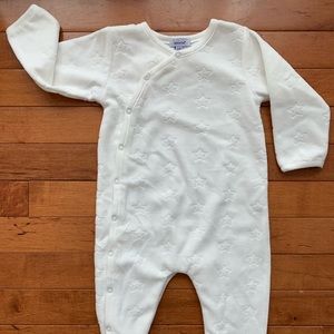 White velour 12 months footed sleeper